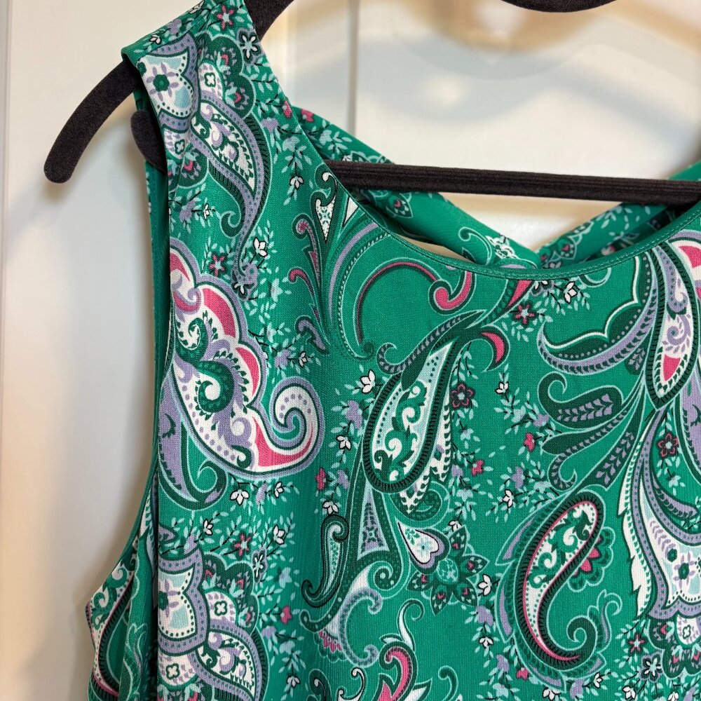 Magnolia Grace Green Paisley Sleeveless Dress Size Large - Picture 2 of 12